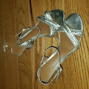 Very Gently Used Lauren Ralph Lauren Braided Metallic Leather Heels